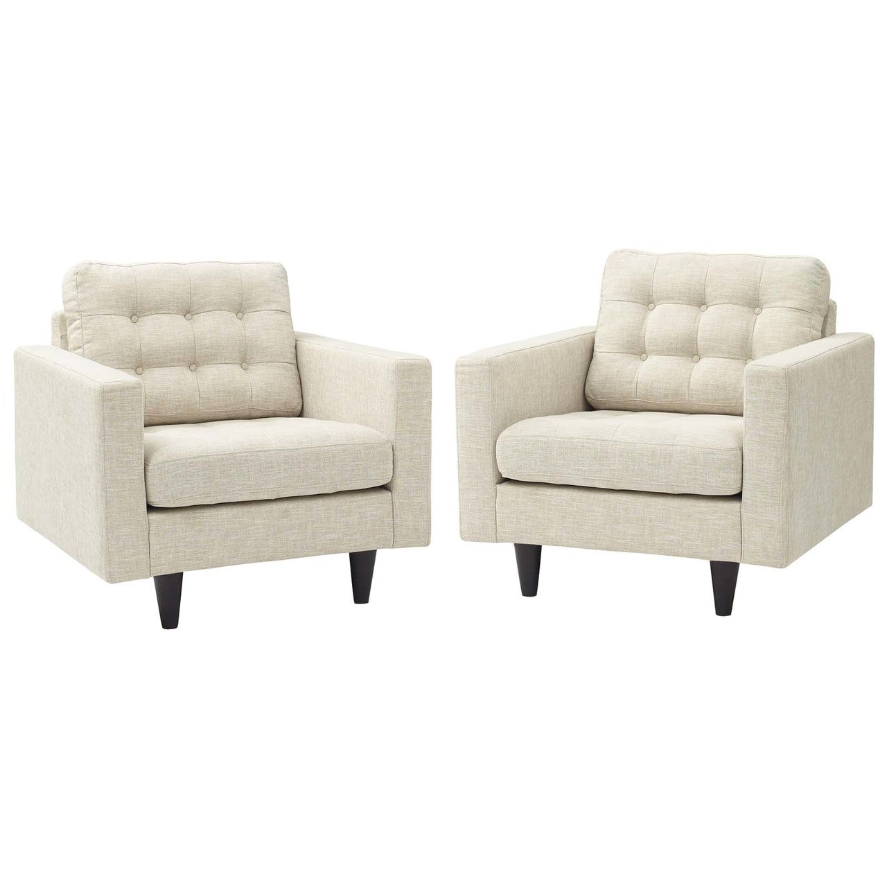 Empress Armchair Upholstered Fabric Set of 2, Fabric, Beige 13243