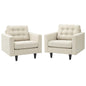 Empress Armchair Upholstered Fabric Set of 2, Fabric, Beige 13243
