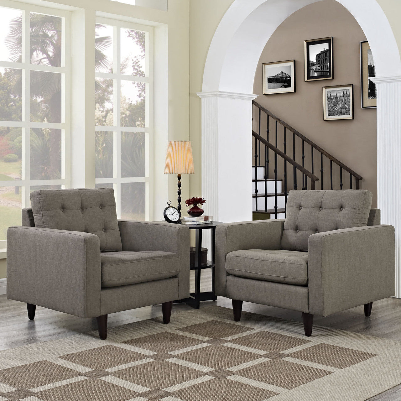 Empress Armchair Set of 2 in Granite