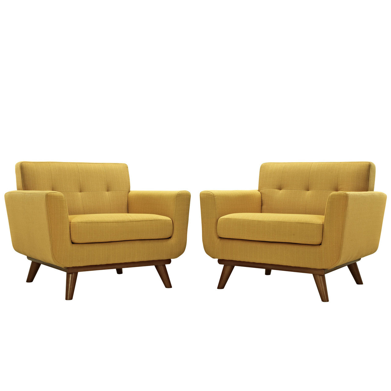 Engage Armchair Wood Set of 2, Yellow Fabric