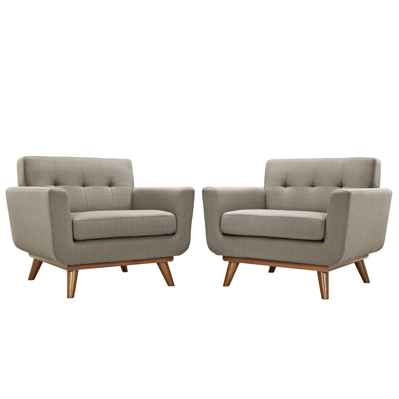 Engage Armchair Wood Set of 2, Grey Fabric