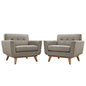 Engage Armchair Wood Set of 2, Grey Fabric