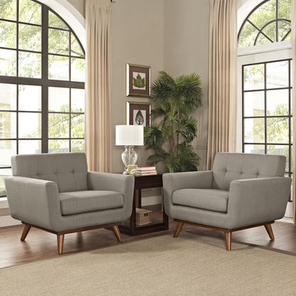 Engage Armchair Wood Set of 2, Grey Fabric