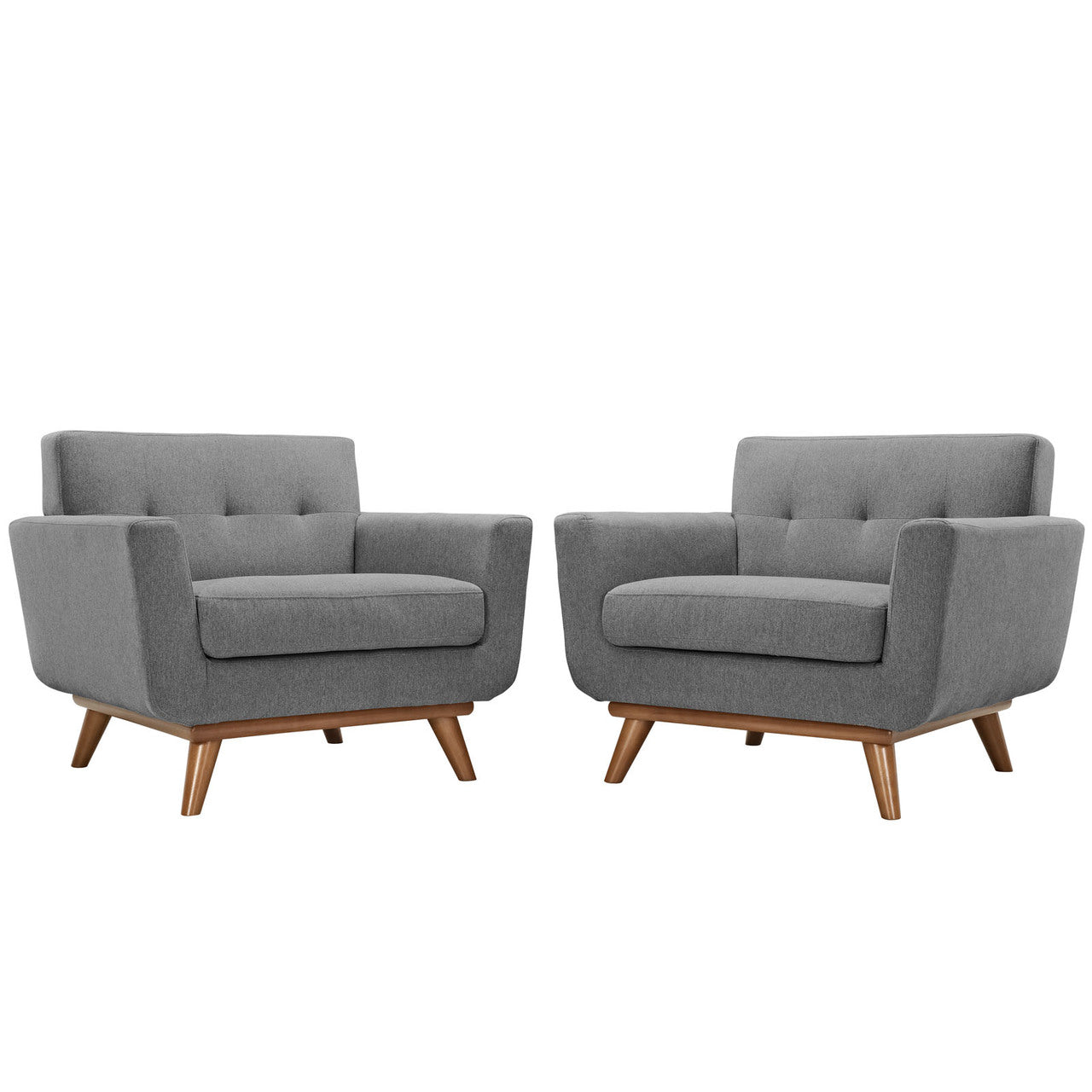 Engage Armchair Wood Set of 2, Fabric Grey