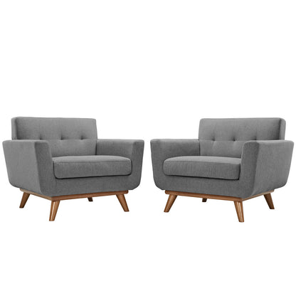 Engage Armchair Wood Set of 2, Fabric Grey