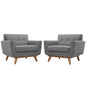 Engage Armchair Wood Set of 2, Fabric Grey