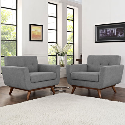 Engage Armchair Wood Set of 2, Fabric Grey