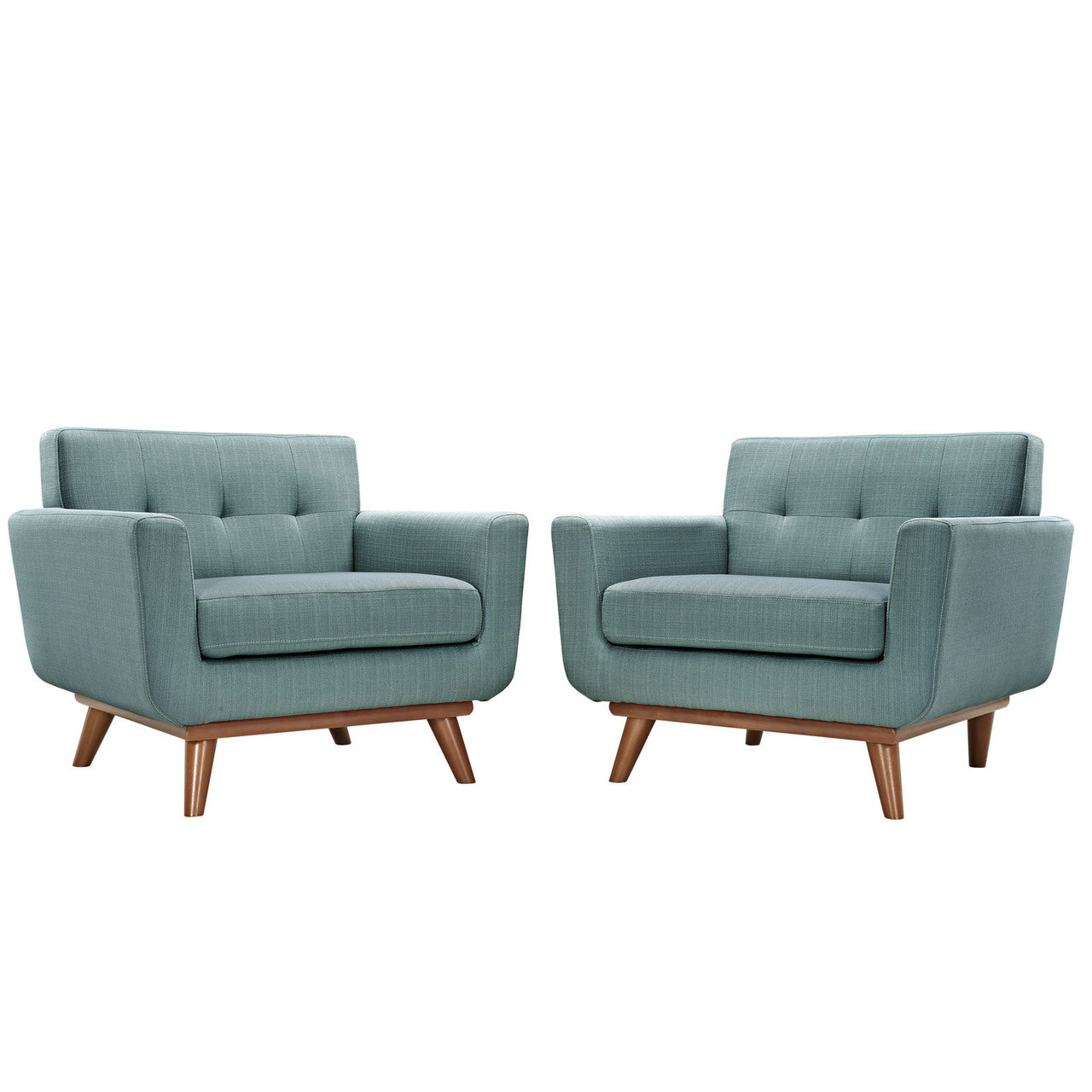 Engage Armchair Wood Set of 2, Blue Fabric