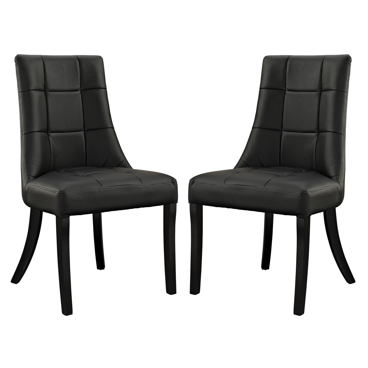 Noblesse Vinyl Dining Chair Set of 2 in Black