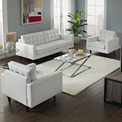 Empress Sofa and Armchairs Set of 3 in White