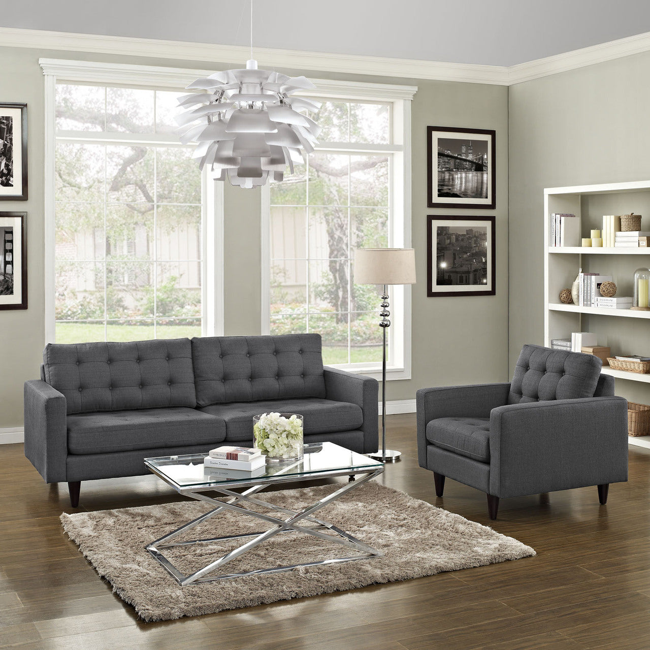 Empress Armchair and Sofa Set of 2 in Gray