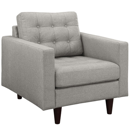 Empress Armchair and Sofa Set of 2, Light Grey Fabric