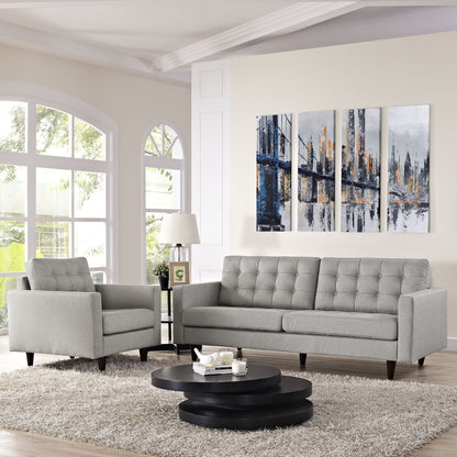 Empress Armchair and Sofa Set of 2, Light Grey Fabric