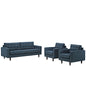 Empress Sofa and Armchairs Set of 3 in Azure