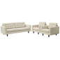 Empress Sofa and Armchairs Set of 3, Fabric, Beige 13247