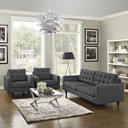 Empress Sofa and Armchairs Set of 3 in Gray