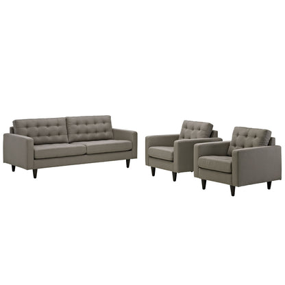 Empress Sofa and Armchairs Set of 3 in Granite