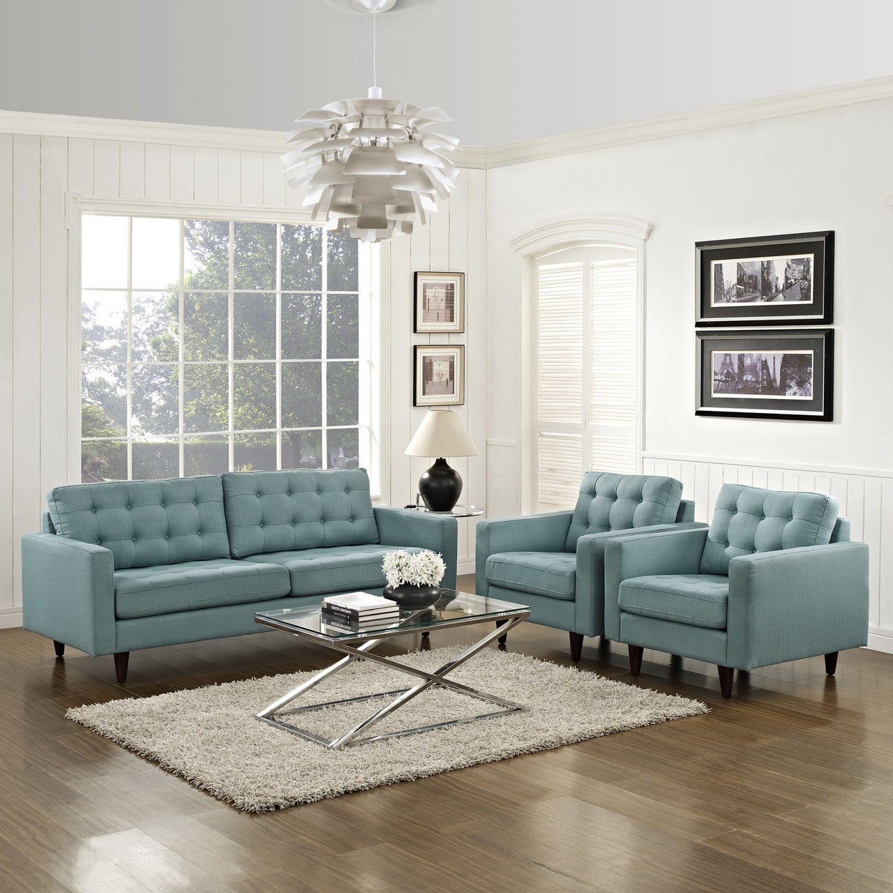 Empress Sofa and Armchairs Set of 3 in Lagua