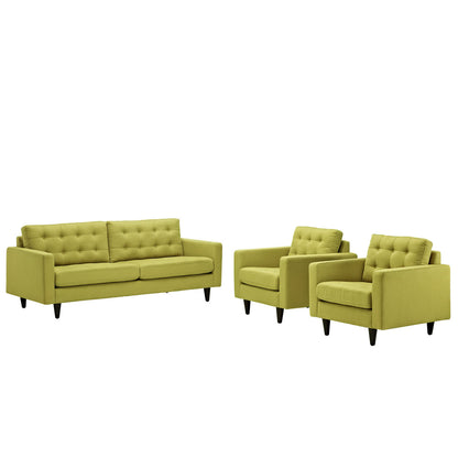 Empress Sofa and Armchairs Set of 3 in Wheatgrass