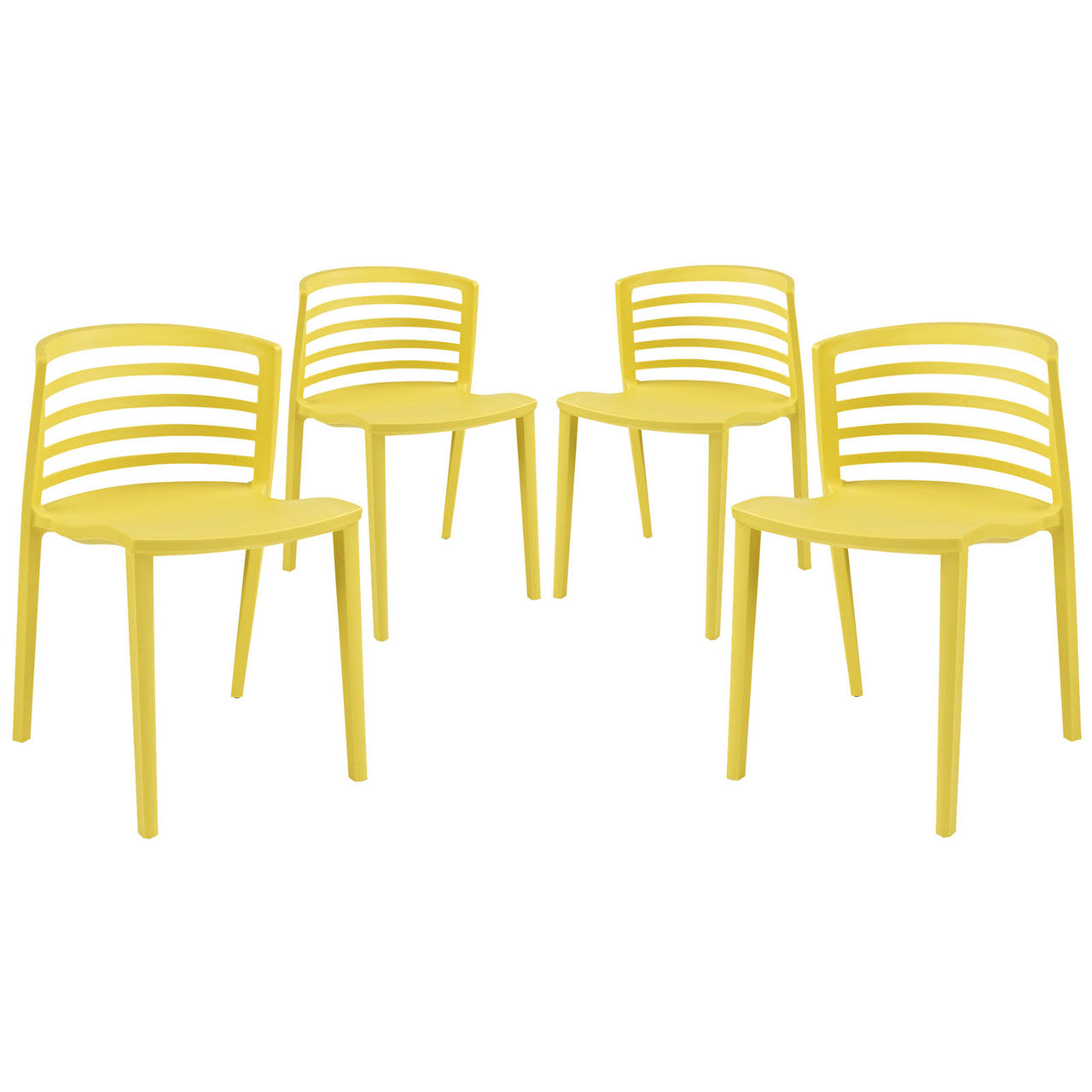Curvy Dining Chairs Set of 4 in Yellow