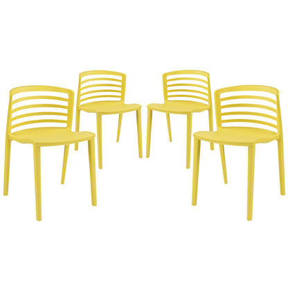 Curvy Dining Chairs Set of 4 in Yellow