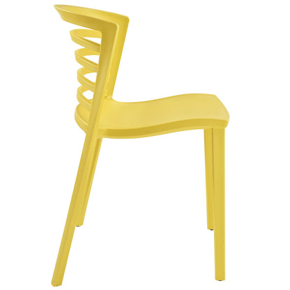 Curvy Dining Chairs Set of 4 in Yellow