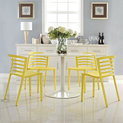 Curvy Dining Chairs Set of 4 in Yellow