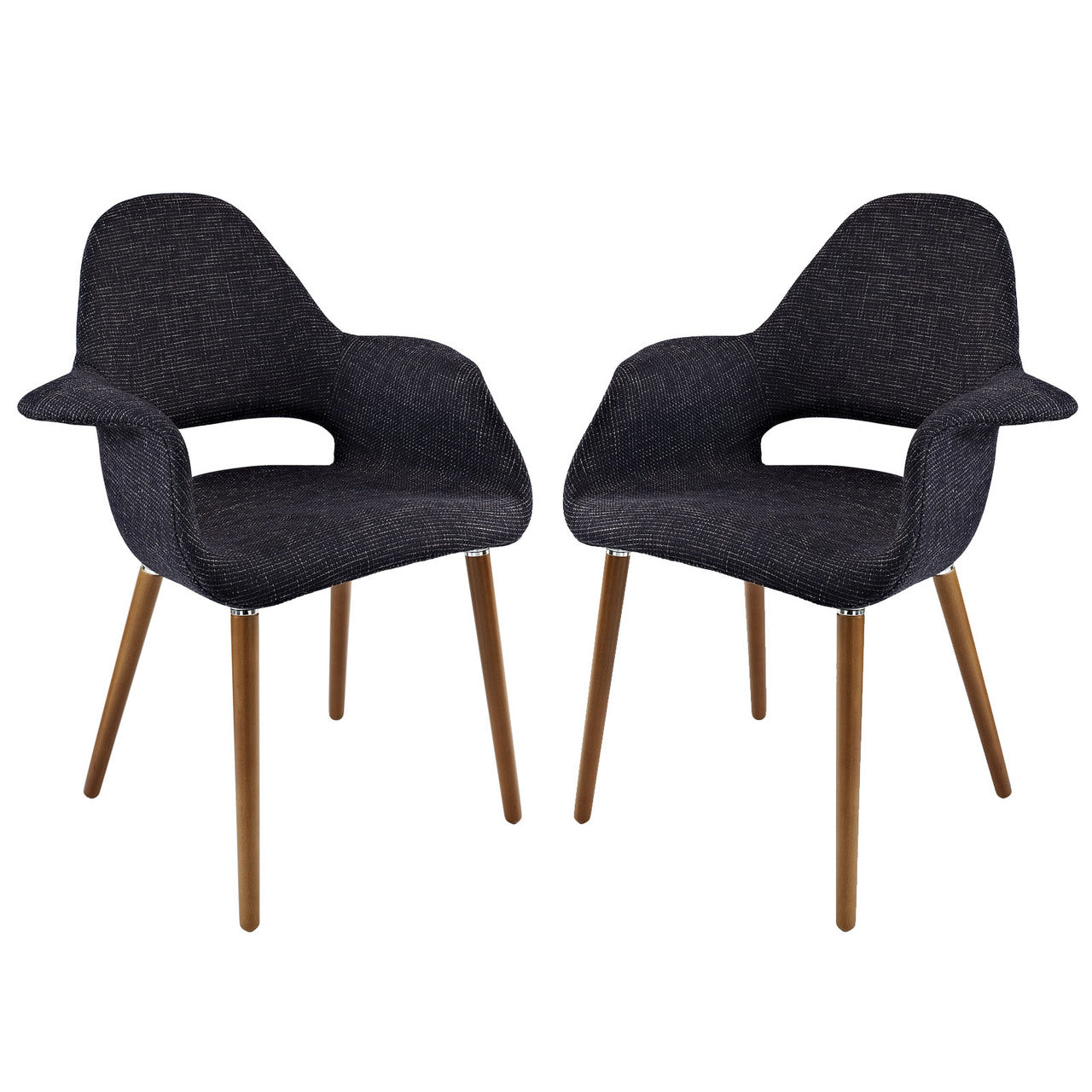 Taupe Dining Armchair Set of 2 in Black