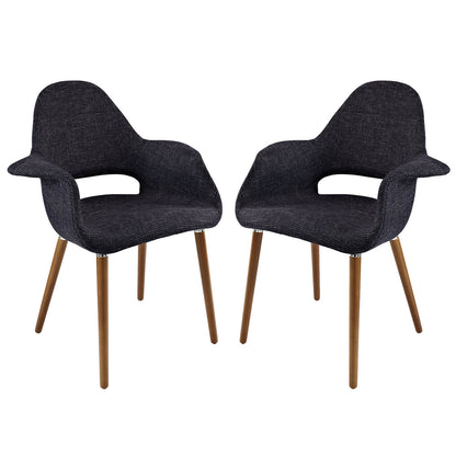 Taupe Dining Armchair Set of 2 in Black
