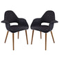Taupe Dining Armchair Set of 2 in Black