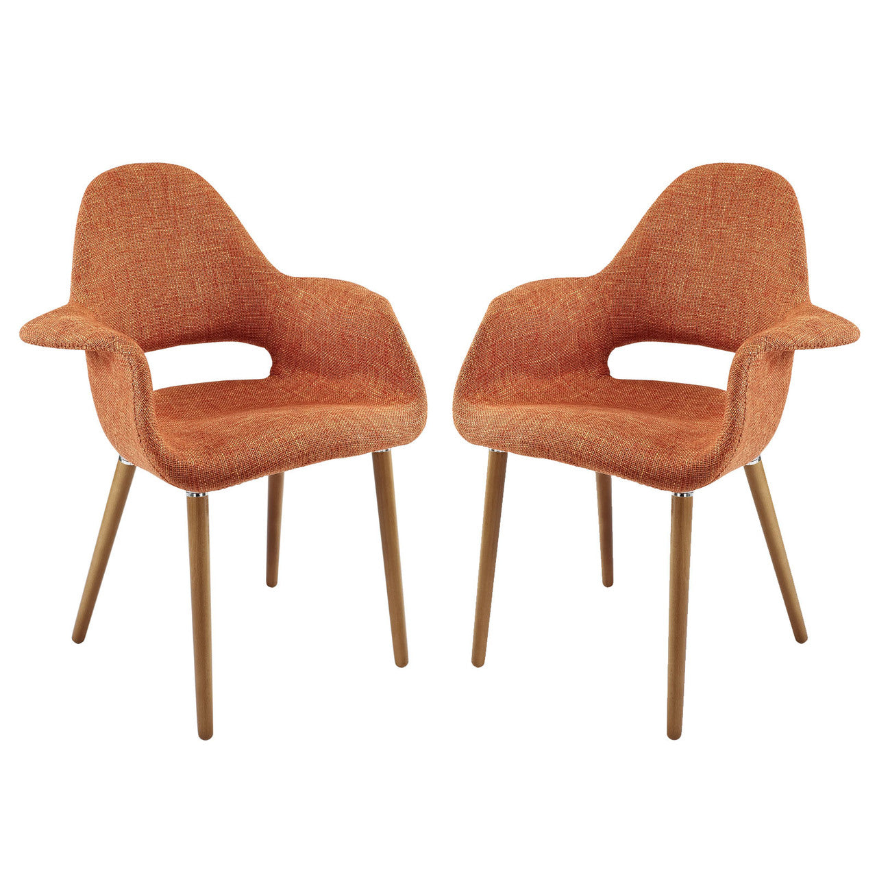 Taupe Dining Armchair Set of 2 in Orange