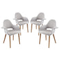 Taupe Dining Armchair Set of 4 in Light Gray