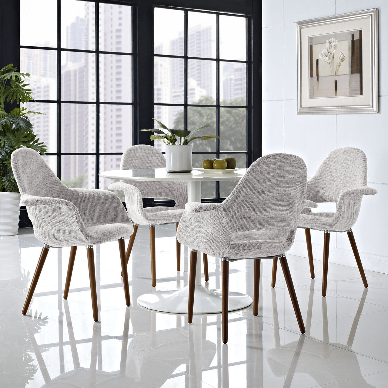 Taupe Dining Armchair Set of 4 in Light Gray
