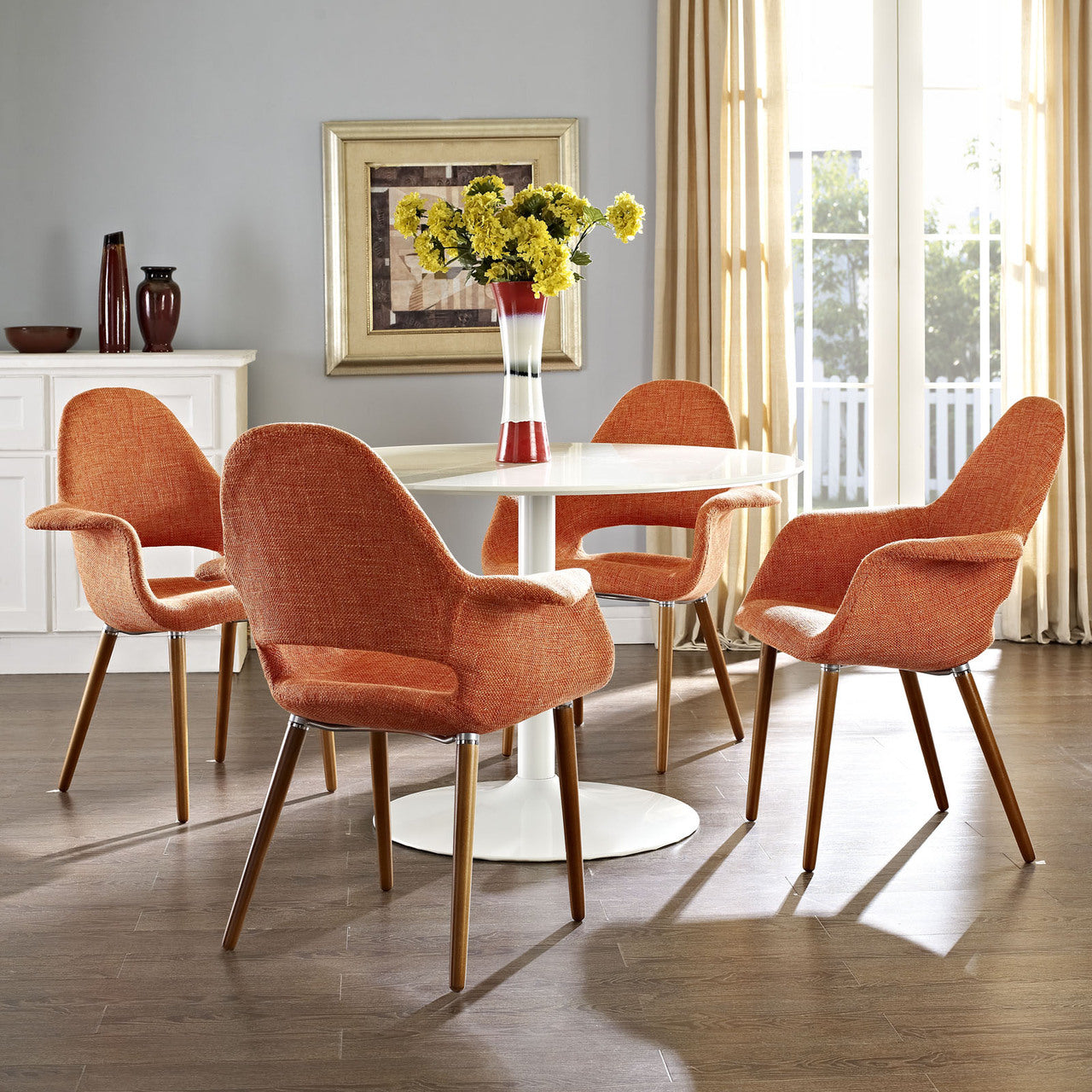 Taupe Dining Armchair Set of 4 in Orange