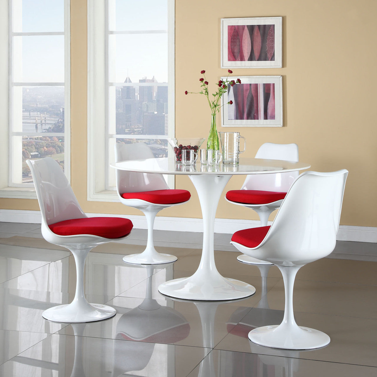 Lippa Dining Side Chair Set of 4 in Red