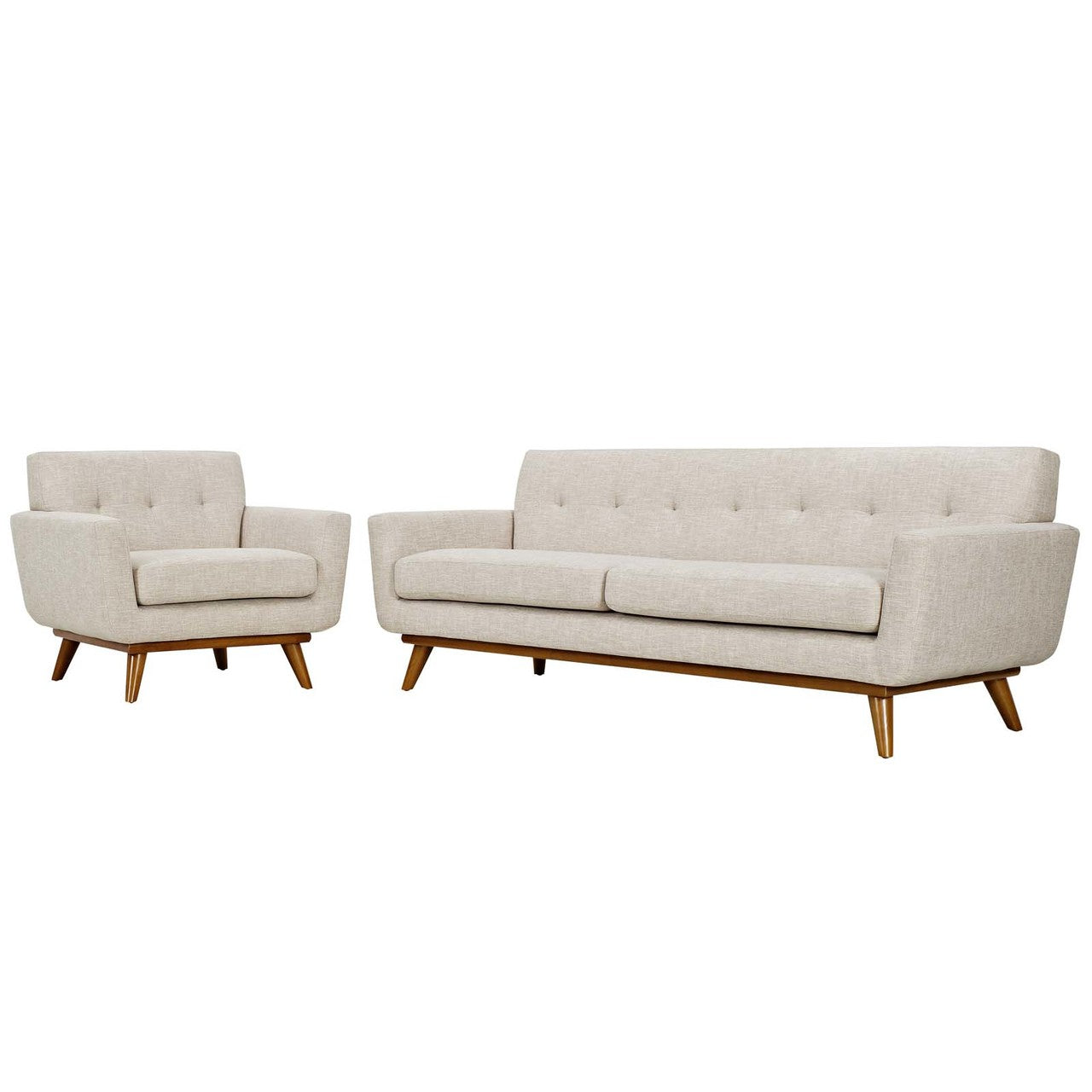 Engage Armchair and Sofa Set of 2, Fabric, Beige 13249