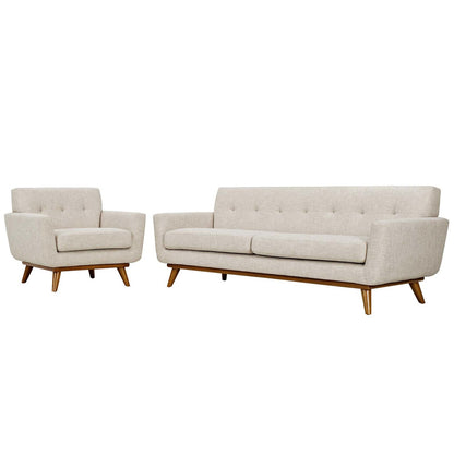 Engage Armchair and Sofa Set of 2, Fabric, Beige 13249