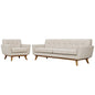 Engage Armchair and Sofa Set of 2, Fabric, Beige 13249