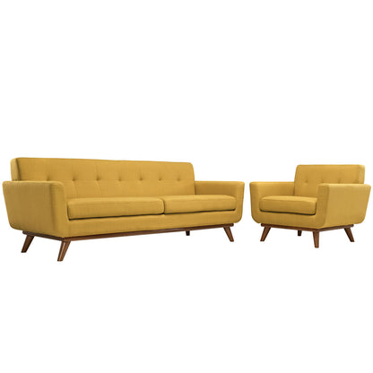 Engage Armchair and Sofa Set of 2, Orange Fabric