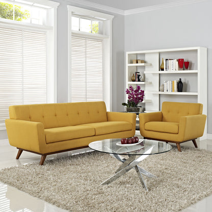 Engage Armchair and Sofa Set of 2, Orange Fabric