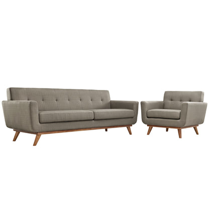 Engage Armchair and Sofa Set of 2, Granite Grey Fabric