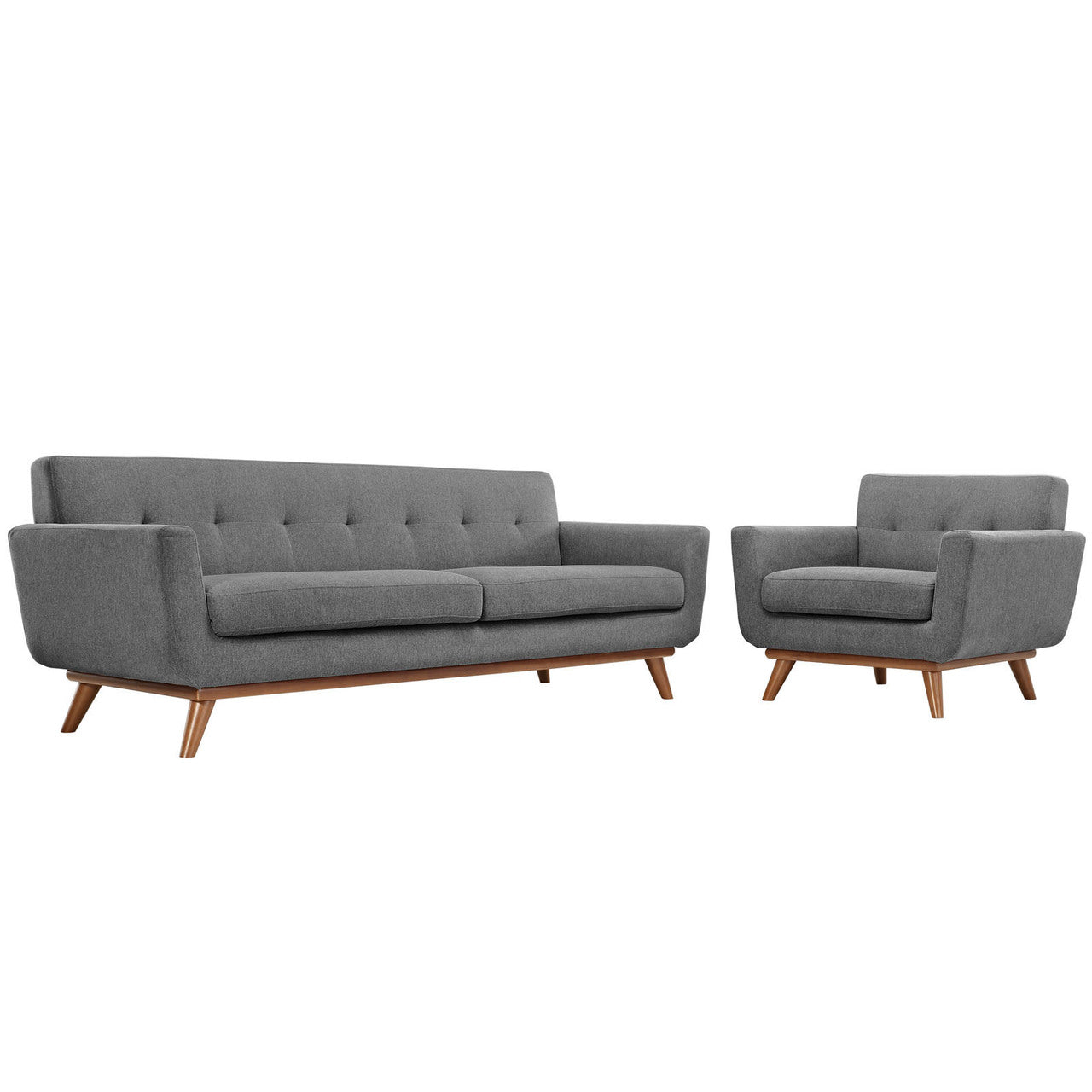 Engage Armchair and Sofa Set of 2, Grey Fabric