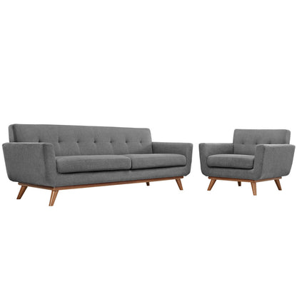 Engage Armchair and Sofa Set of 2, Grey Fabric