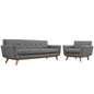Engage Armchair and Sofa Set of 2, Grey Fabric