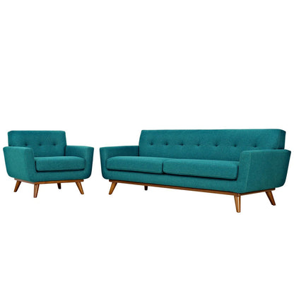 Engage Armchair and Sofa Set of 2, Fabric, Aqua Blue 13250