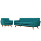 Engage Armchair and Sofa Set of 2, Fabric, Aqua Blue 13250