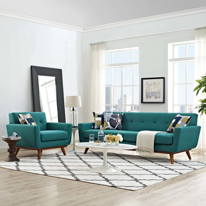 Engage Armchair and Sofa Set of 2, Fabric, Aqua Blue 13250