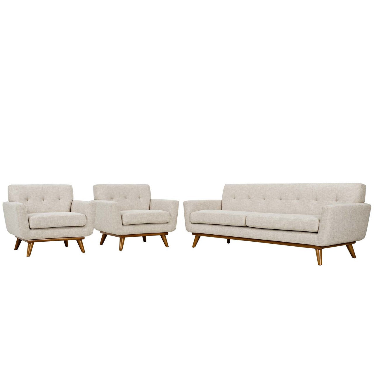 Engage Armchairs and Sofa Set of 3, Fabric, Beige 13251