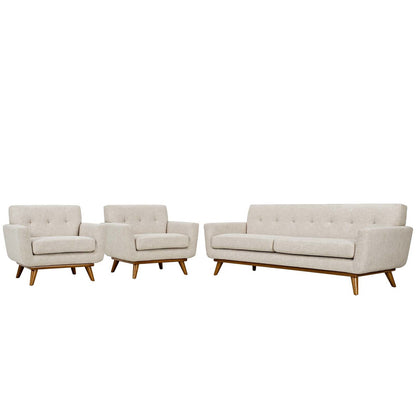 Engage Armchairs and Sofa Set of 3, Fabric, Beige 13251