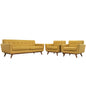 Engage Armchairs and Sofa Set of 3, Orange Fabric
